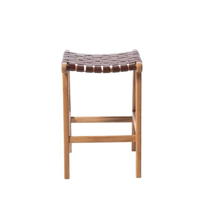 כסא בר עץ ועור מעובד BAR-BRANDY - קארמה