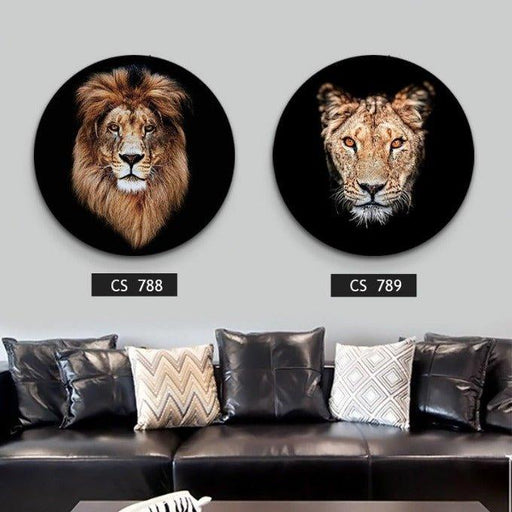 תמונות קיר עגולות LION & LEOPARD - קארמה