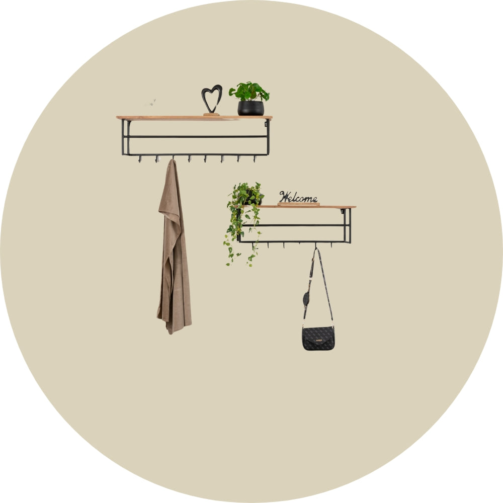 מדפים מעץ ואלומיניום