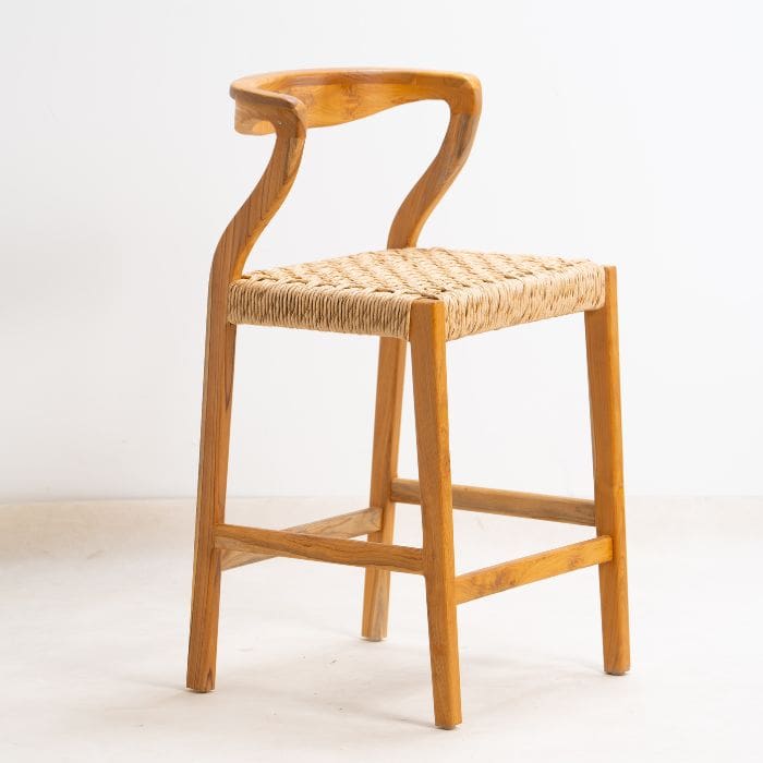 כיסא בר עץ וראטן דגם BARBARA