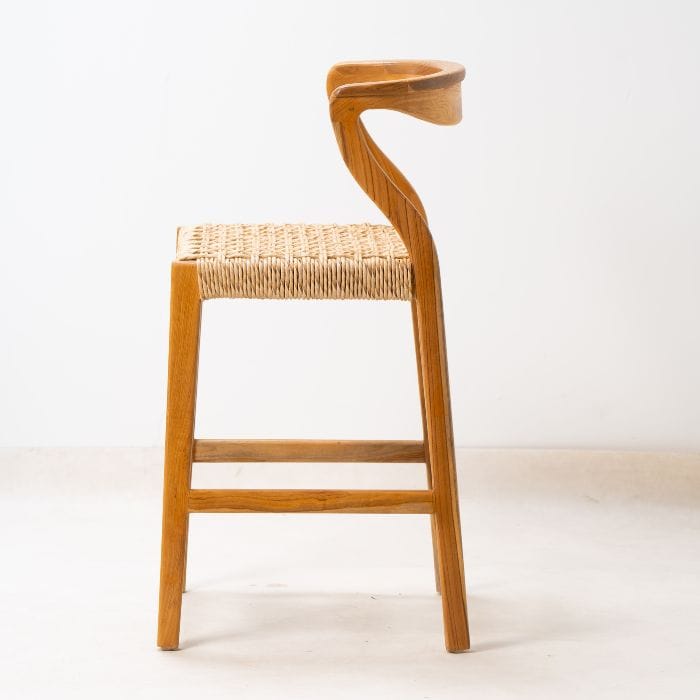 כיסא בר עץ וראטן דגם BARBARA