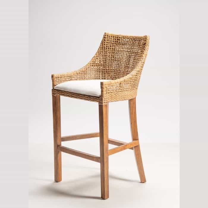 כסא בר עץ וראטן BAR-BELLE