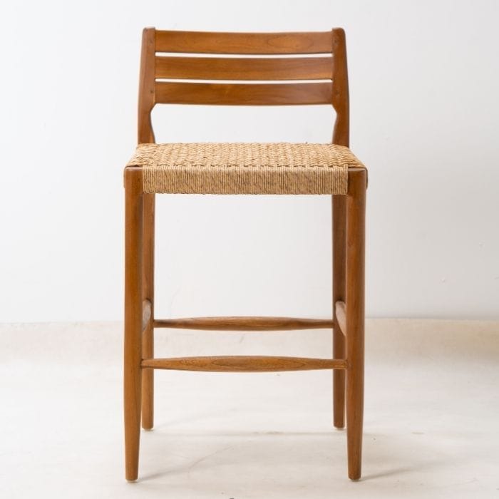 כסא בר עץ וראטן BAR-MIAMI