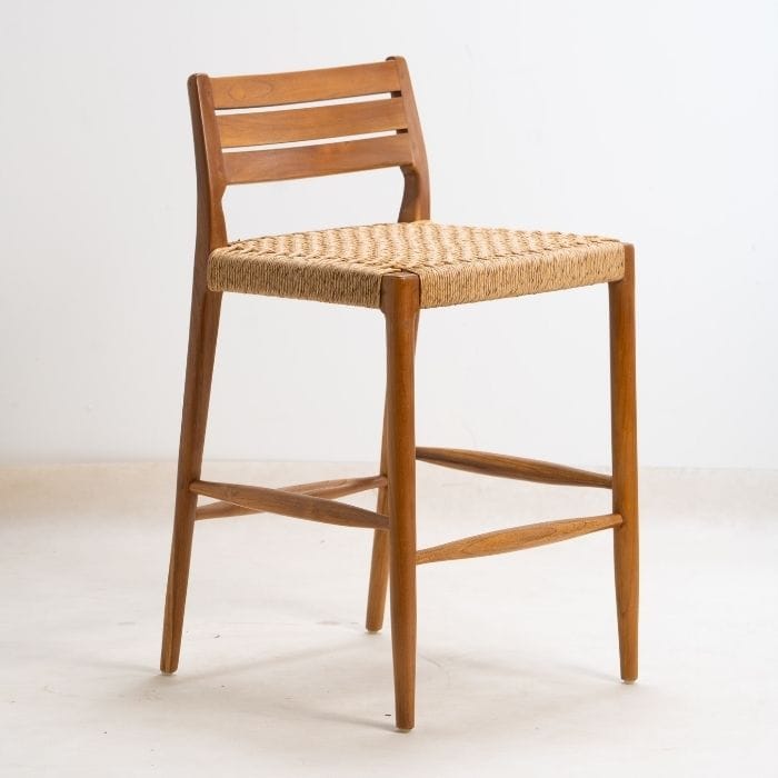 כסא בר עץ וראטן BAR-MIAMI