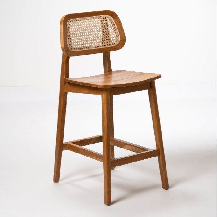 כסא בר מעץ וראטן דגם MELO