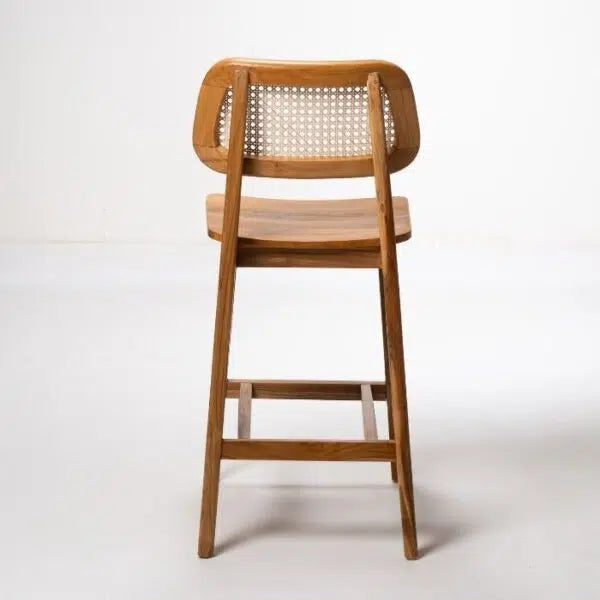 כסא בר מעץ וראטן דגם MELO