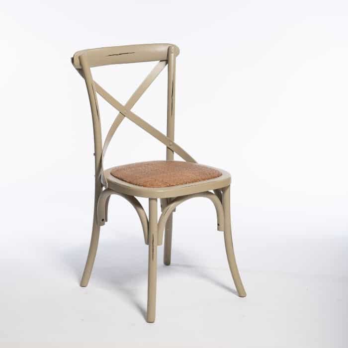 GR CROSS כסא אוכל מעץ משולב ראטן בעיצוב כפרי