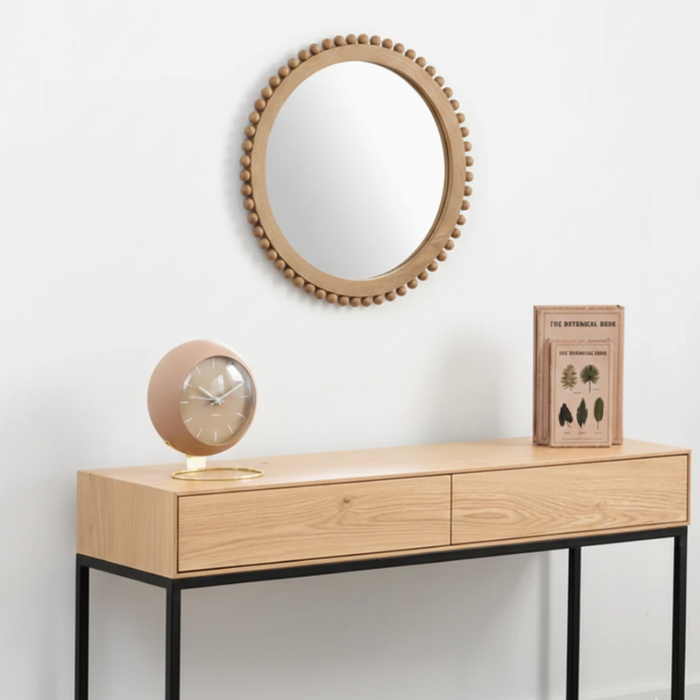 Charles מראה עגולה מעץ דגם