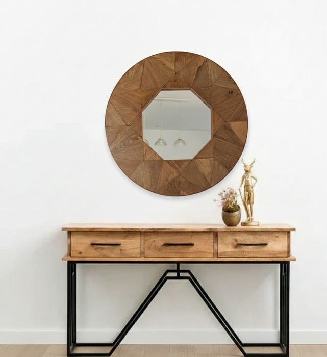 מראה עם מסגרת עץ מעוצבת Chicago