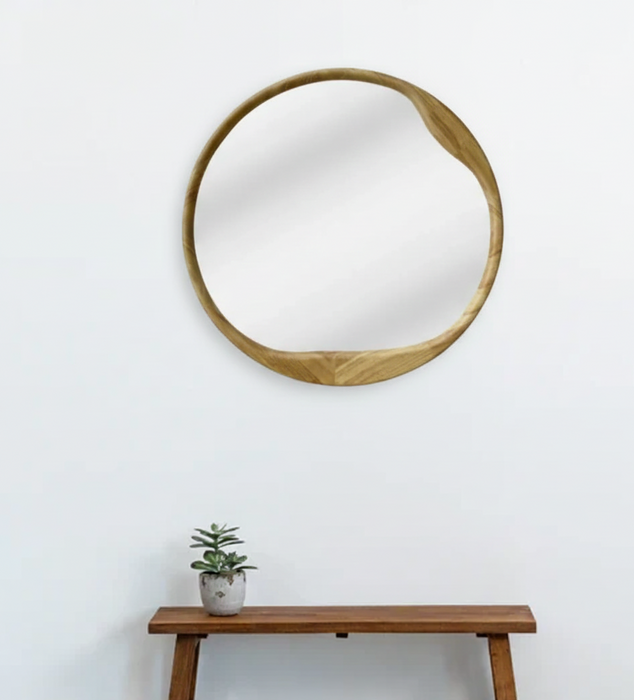 מראה עגולה עם מסגרת עץ אמורפית ROL