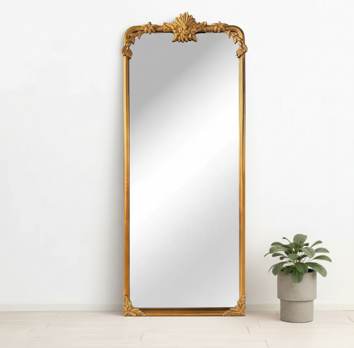 מראת גוף מסגרת עץ זהב מעוצבת ALIZA