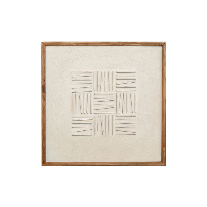 SELLO תמונה דקורטיבית מעץ טיק רקע בז