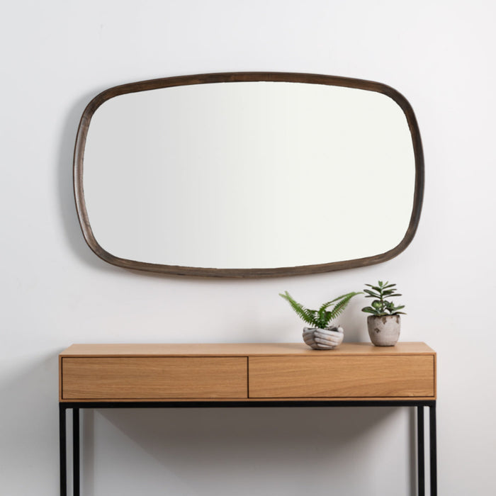 MEGA מראת עץ פינות מעוגלות