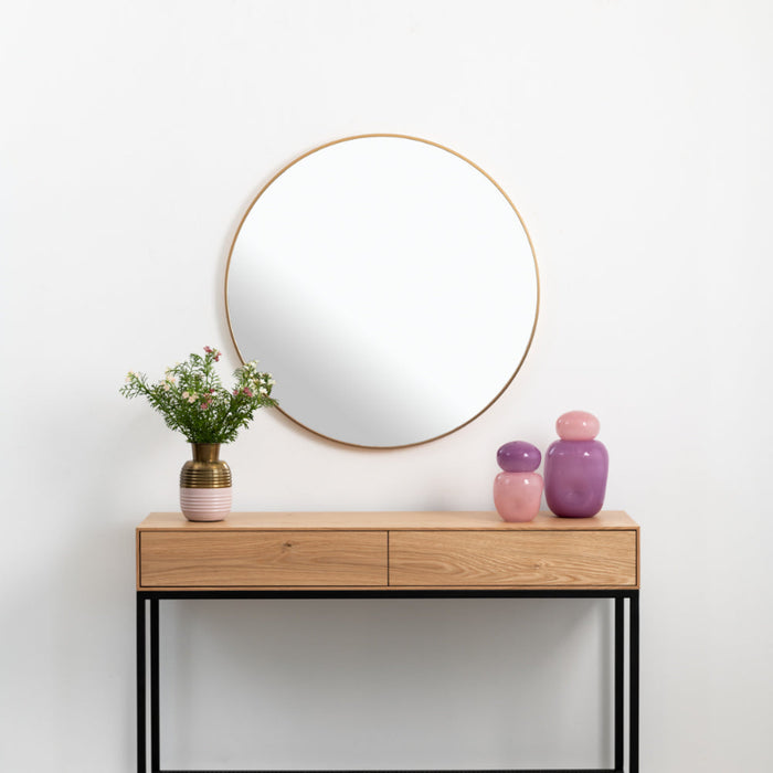 R AYALA מראה עגולה עם מסגרת אלומיניום מעוצבת