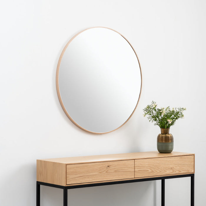 R AYALA מראה עגולה עם מסגרת אלומיניום מעוצבת