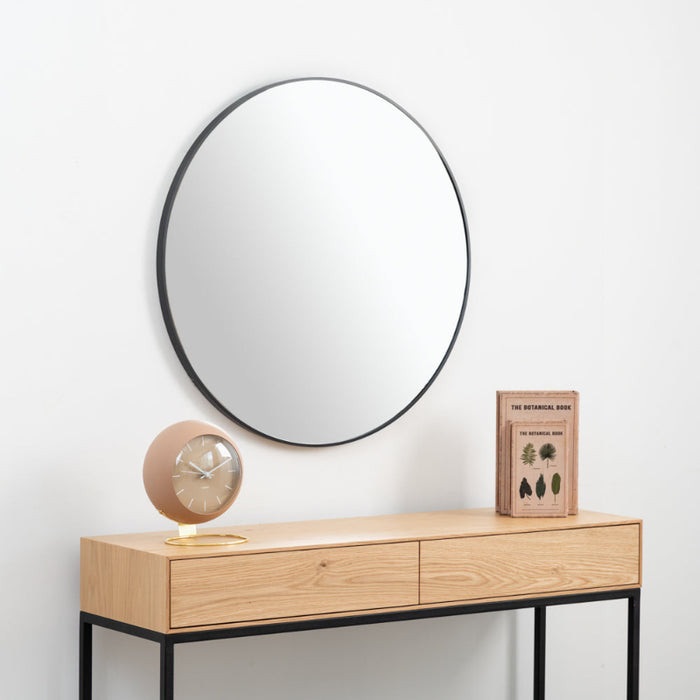 R AYALA מראה עגולה עם מסגרת אלומיניום מעוצבת