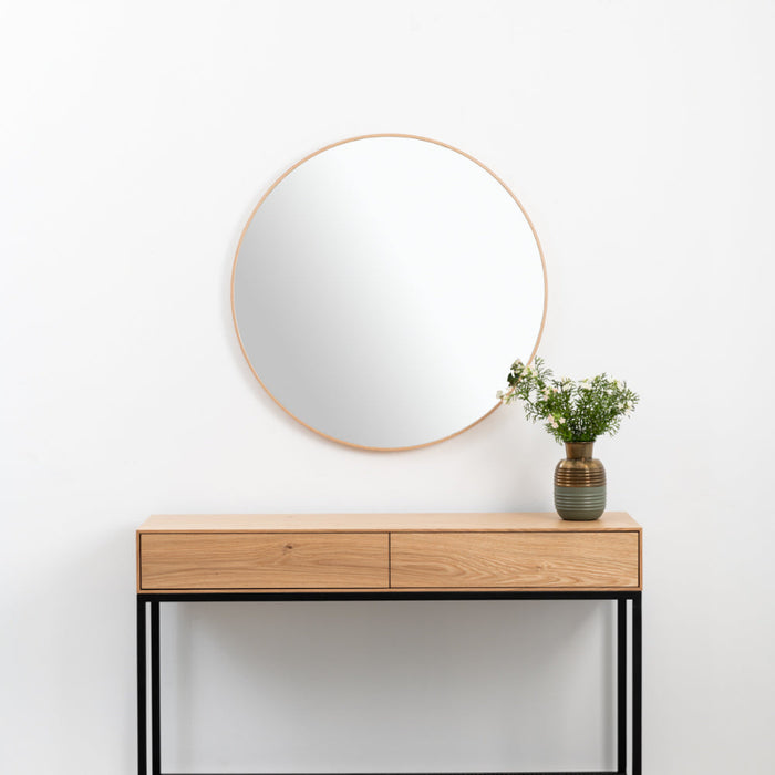 R AYALA מראה עגולה עם מסגרת אלומיניום מעוצבת