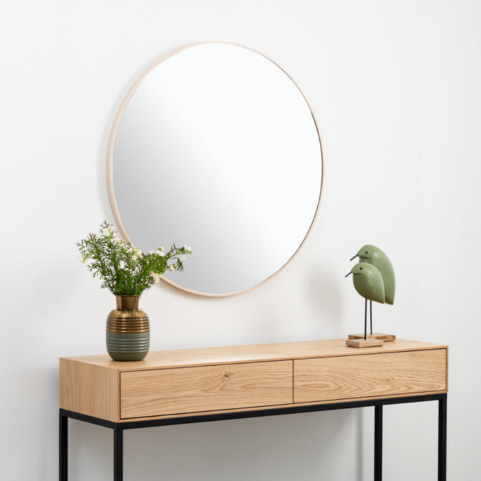 מראה עגולה עם מסגרת אלומיניום מעוצבת