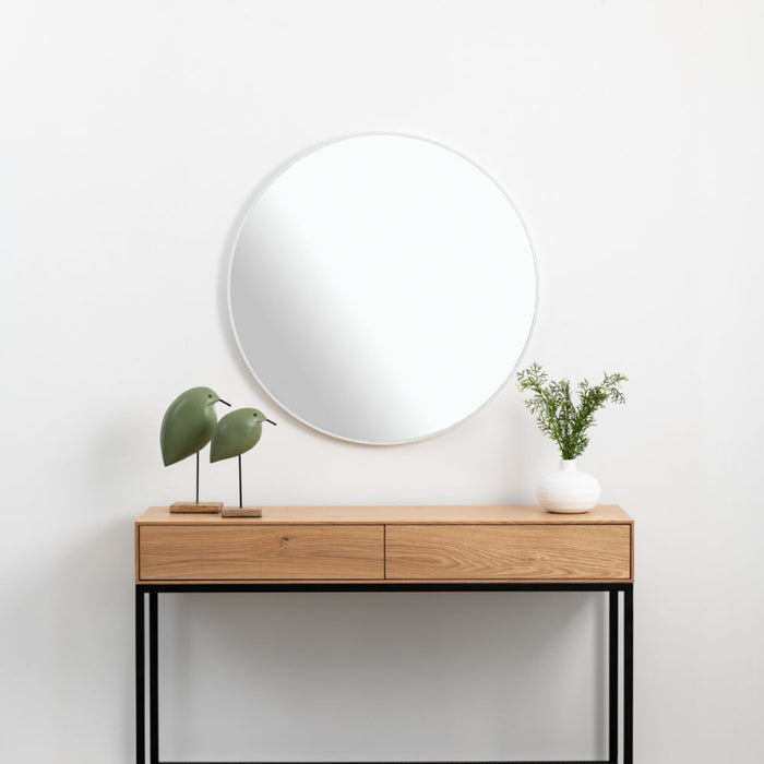 R AYALA מראה עגולה עם מסגרת אלומיניום מעוצבת