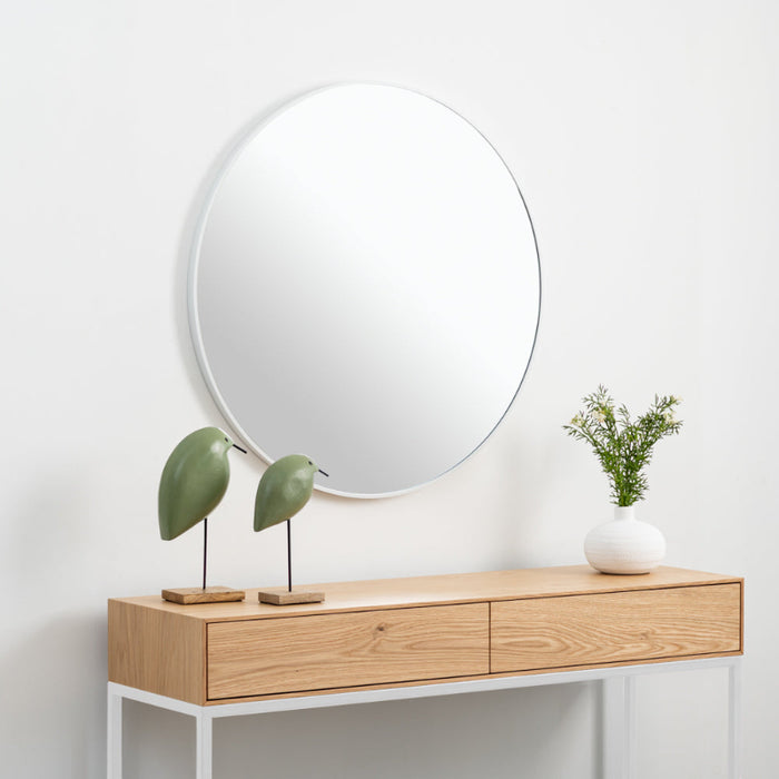 R AYALA מראה עגולה עם מסגרת אלומיניום מעוצבת