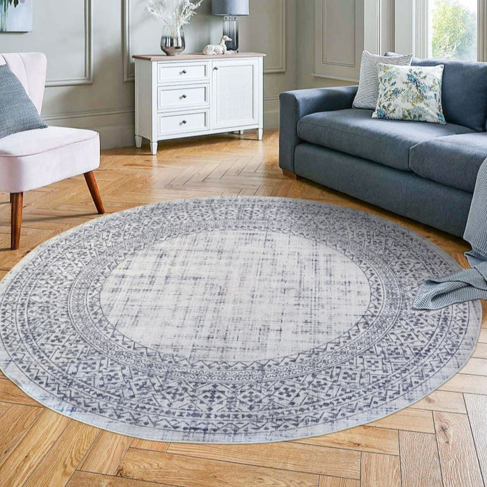 שטיח עגול אתני אפור R TINA 3