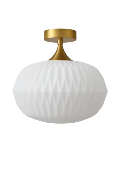 מנורת זכוכית לבנה צמודת תקרה דגם EMBERLY