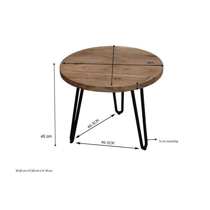 שולחן סלון עגול מעץ מלא RETRO - קארמה