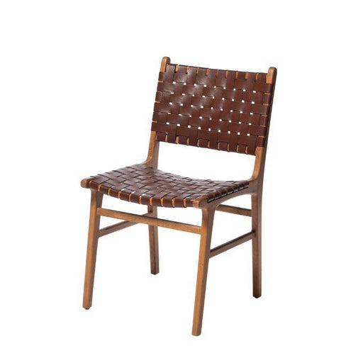 כסא אוכל עץ ועור מעובד BRANDY - קארמה