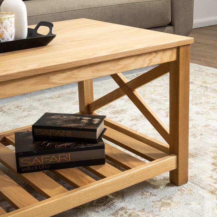 שולחן סלון מעץ עם מדף STEPS - קארמה