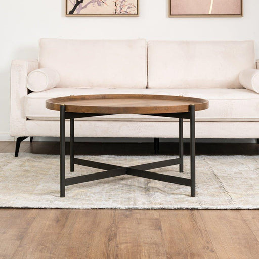 שולחן סלון מגש עץ על רגלי מתכת TROY - קארמה