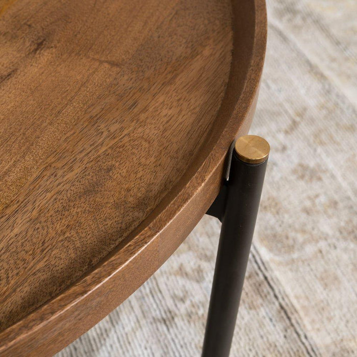 שולחן סלון מגש עץ על רגלי מתכת TROY - קארמה